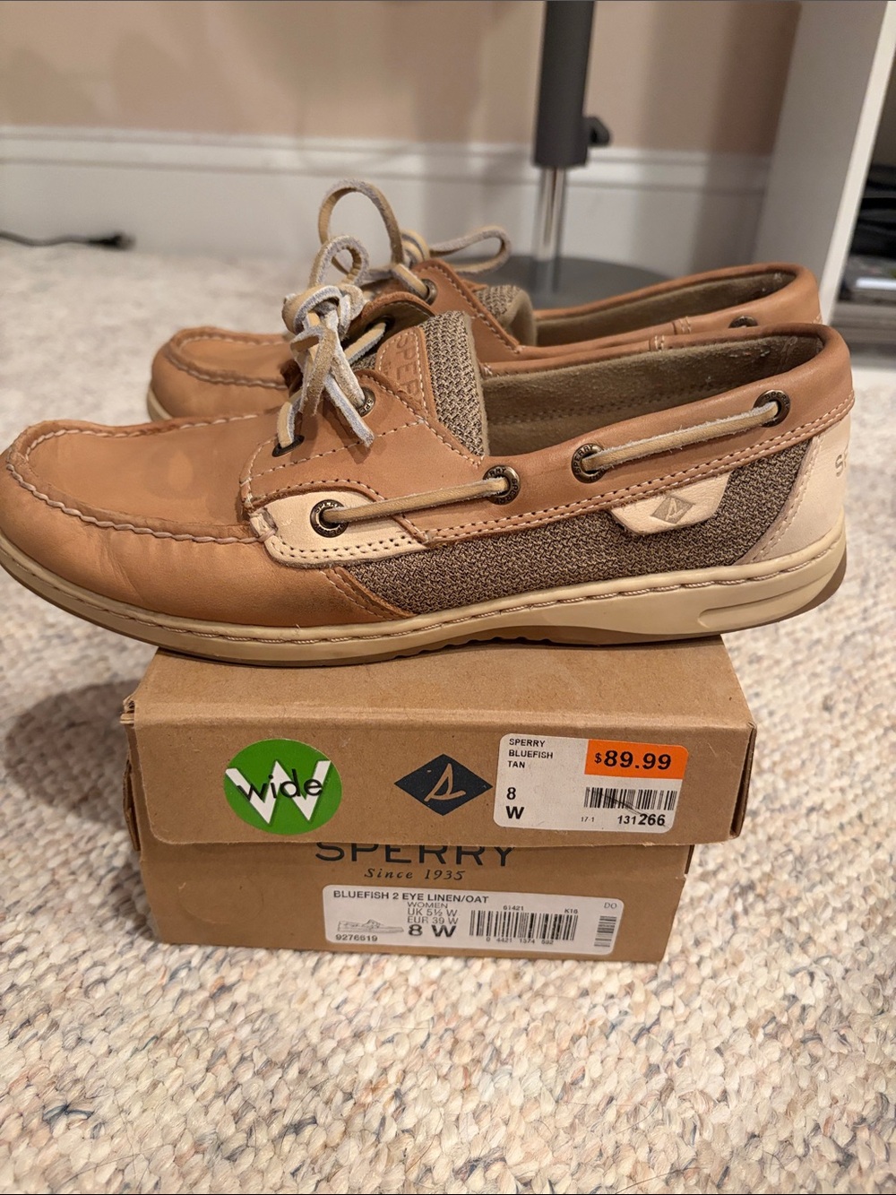 Sperry Womens Tan and Beige Two-Tone Boat Shoes
